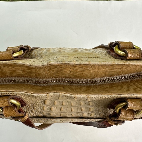 Brahmin Cream /Yellow Croc Emboss Leather Large Tote Bag #103346 - Picture 8 of 16
